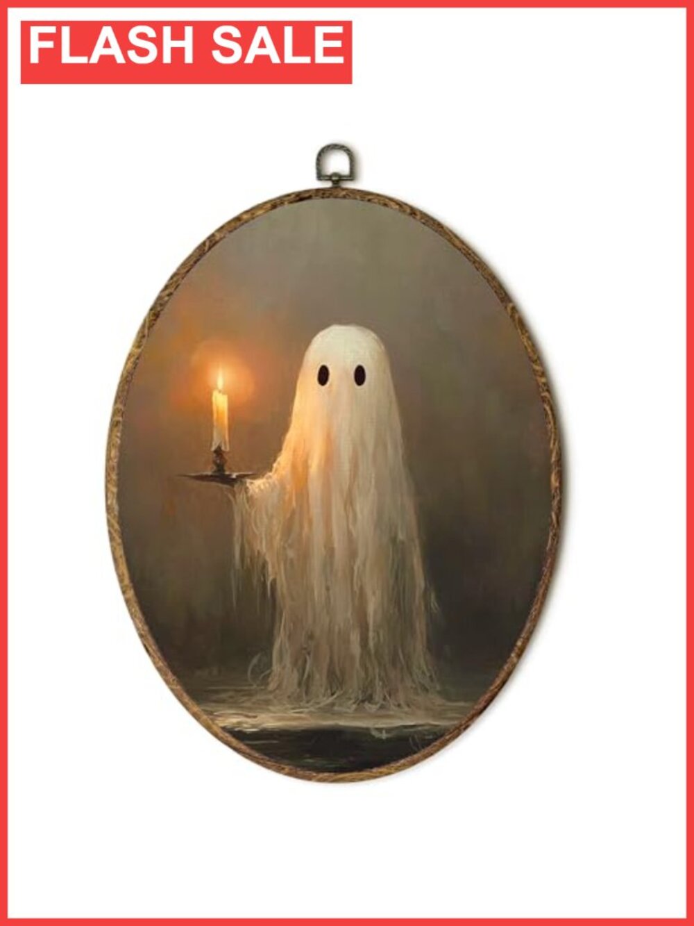 Yorhifa Halloween Ghost Framed Wall Art Oval Candle Dark Academia Spooky Home